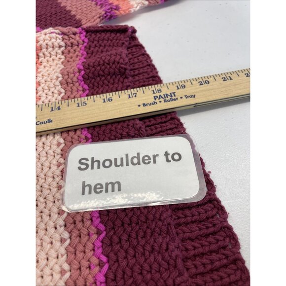 Free People Devon Sweater Fuchsia Rose Combo striped Size S slouchy Colorful - Picture 10 of 11